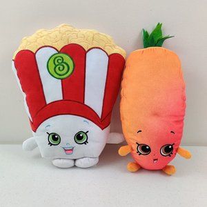 2 Shopkins Poppy Corn & Karen Carrot Plush Toy Stuffed Animal